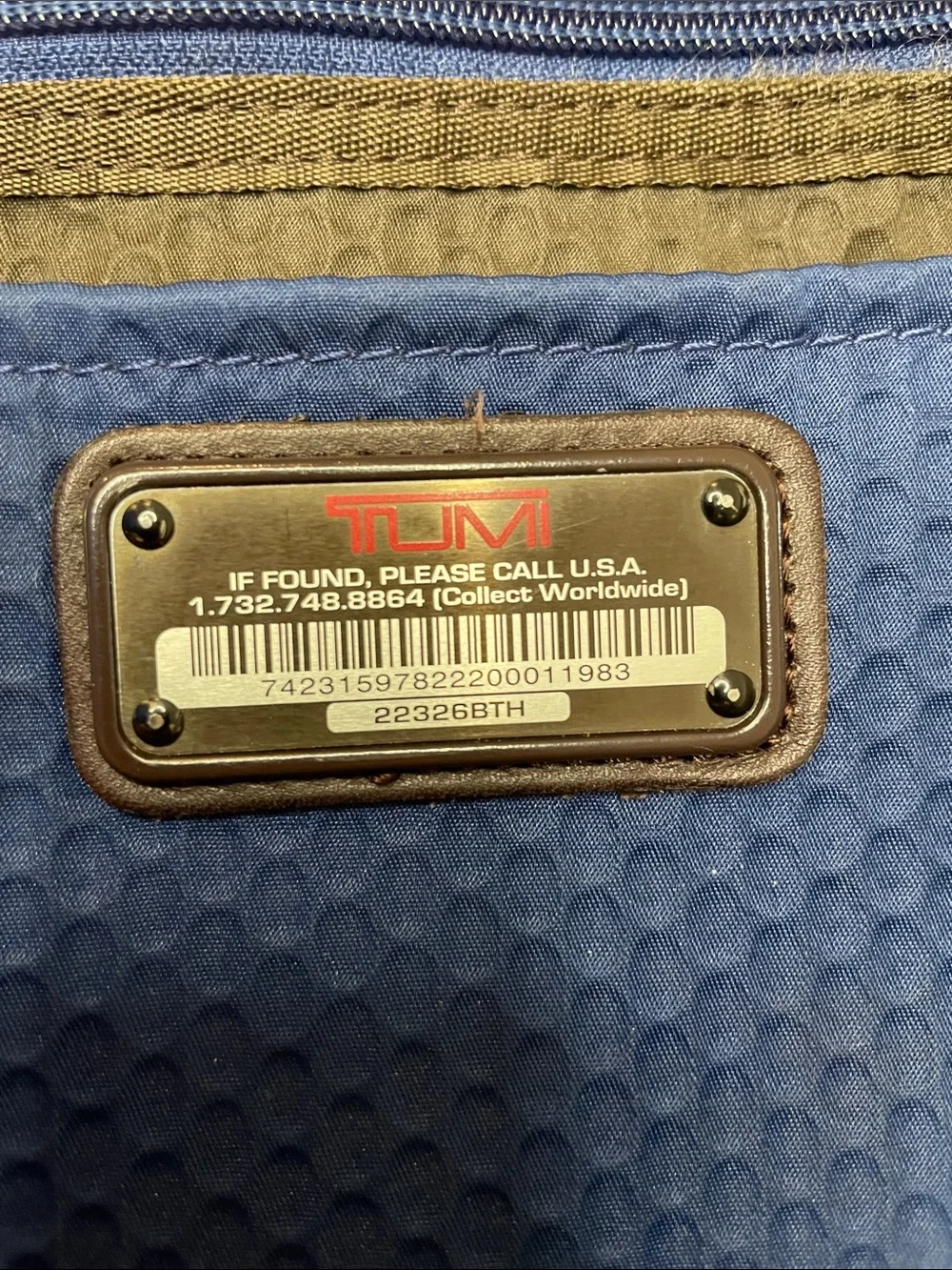 TUMI Alpha Bravo Beaufort Tote Navy Blue Canvas Leather Trim Travel Work Bag